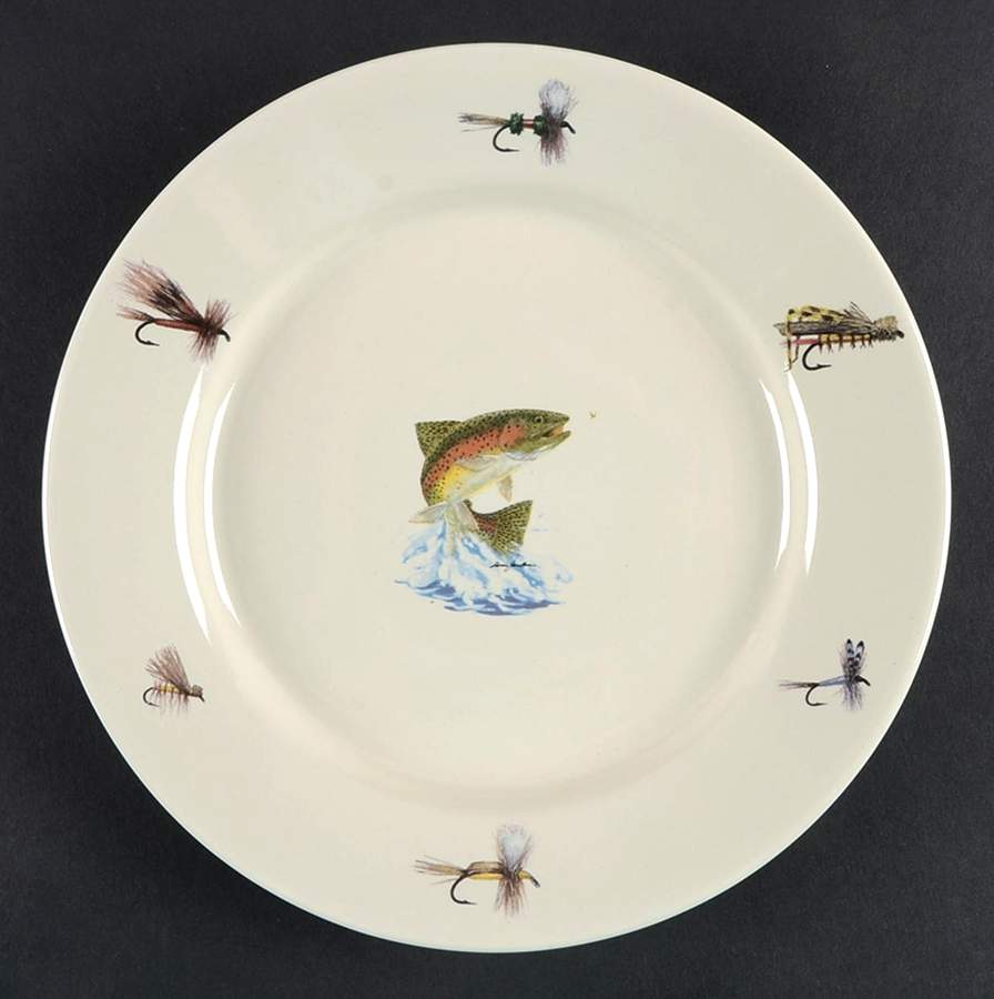 Jumping Trout and Dry Flies Salad Plate by Anglers Expressions-1