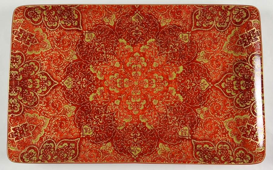 Eva Opulent Red 15" Rectangular Serving Platter by 222 Fifth (PTS)-1