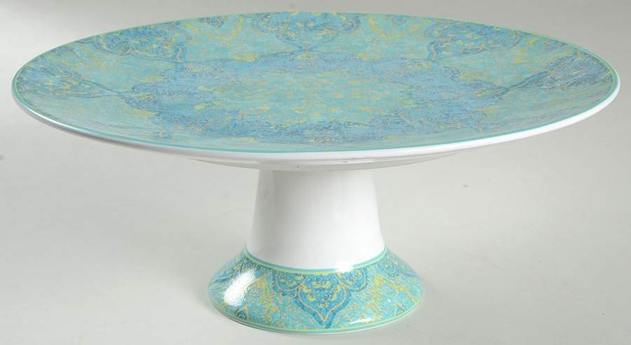 Eva Opulent Teal 10" Diameter Pedestal Cake Stand by 222 Fifth (PTS)-1
