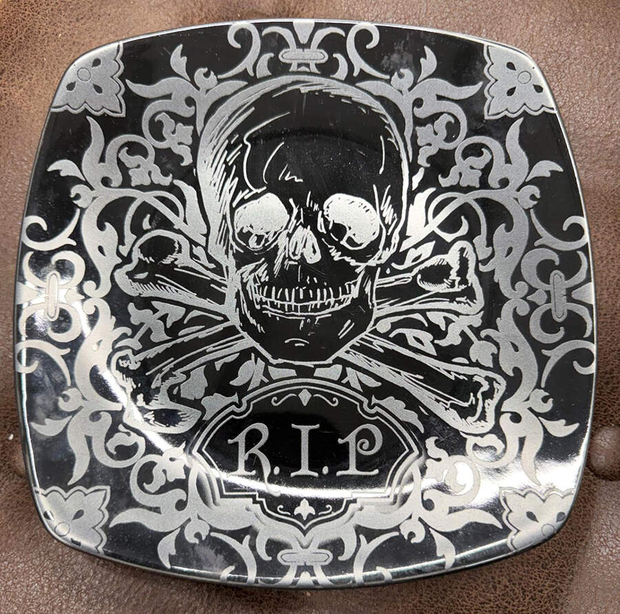Halloween Skulls Black Square Salad Plate by 222 Fifth (PTS)-1