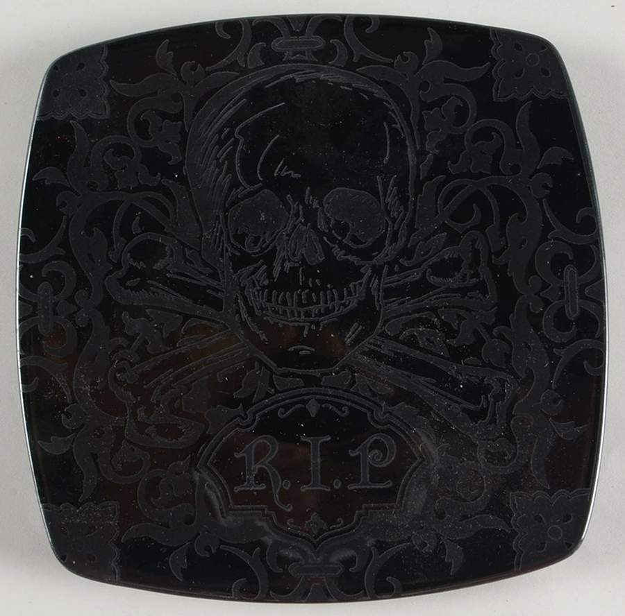Halloween Skulls Black Square Appetizer Plate by 222 Fifth (PTS)-1