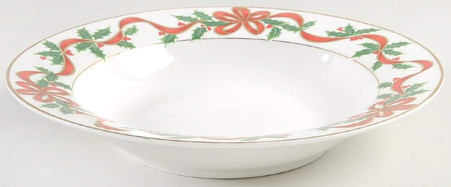 Holiday Ribbon Rim Soup Bowl by American Atelier-1