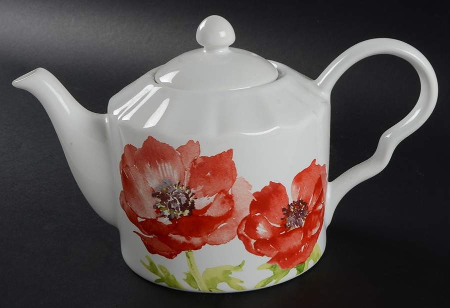 Anemone Red Teapot & Lid by 222 Fifth (PTS)-1