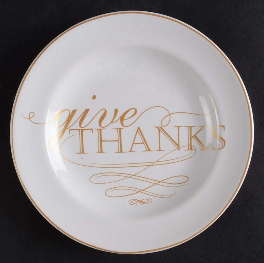 Thanksgiving Give Thanks (Gold) Appetizer Plate by 222 Fifth (PTS)-1