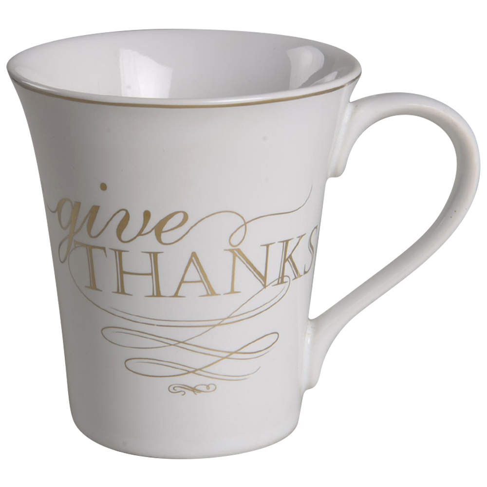 Thanksgiving Give Thanks (Gold) Mug by 222 Fifth (PTS)-1