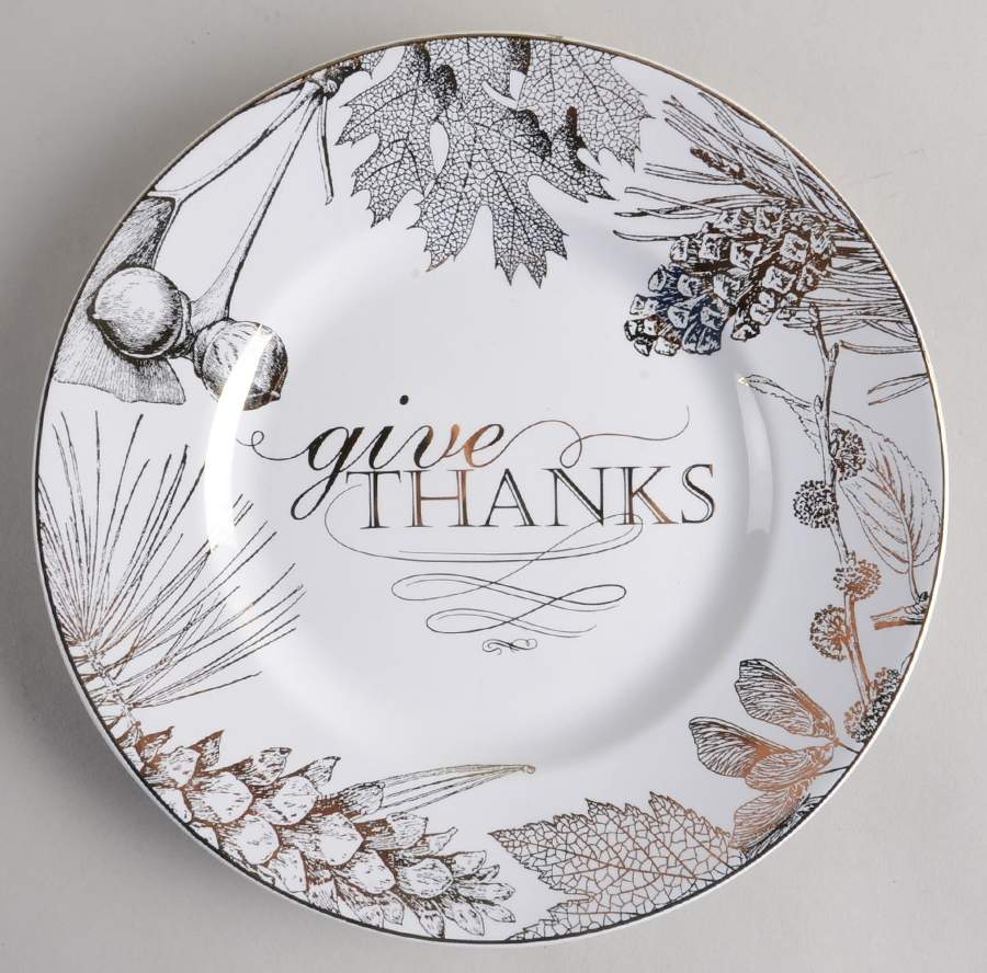 Thanksgiving Give Thanks (Gold) Salad Plate by 222 Fifth (PTS)-1