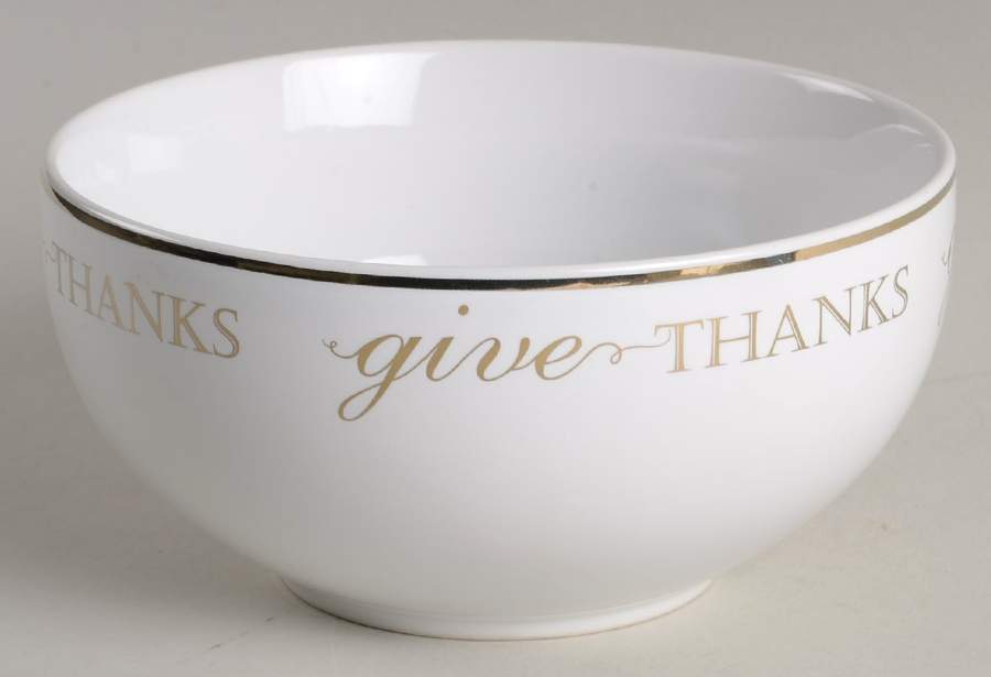 Thanksgiving Give Thanks (Gold) Soup/Cereal Bowl by 222 Fifth (PTS)-1