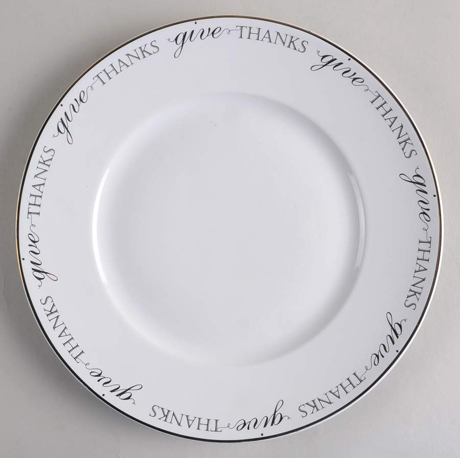 Thanksgiving Give Thanks (Gold) Dinner Plate by 222 Fifth (PTS)-1