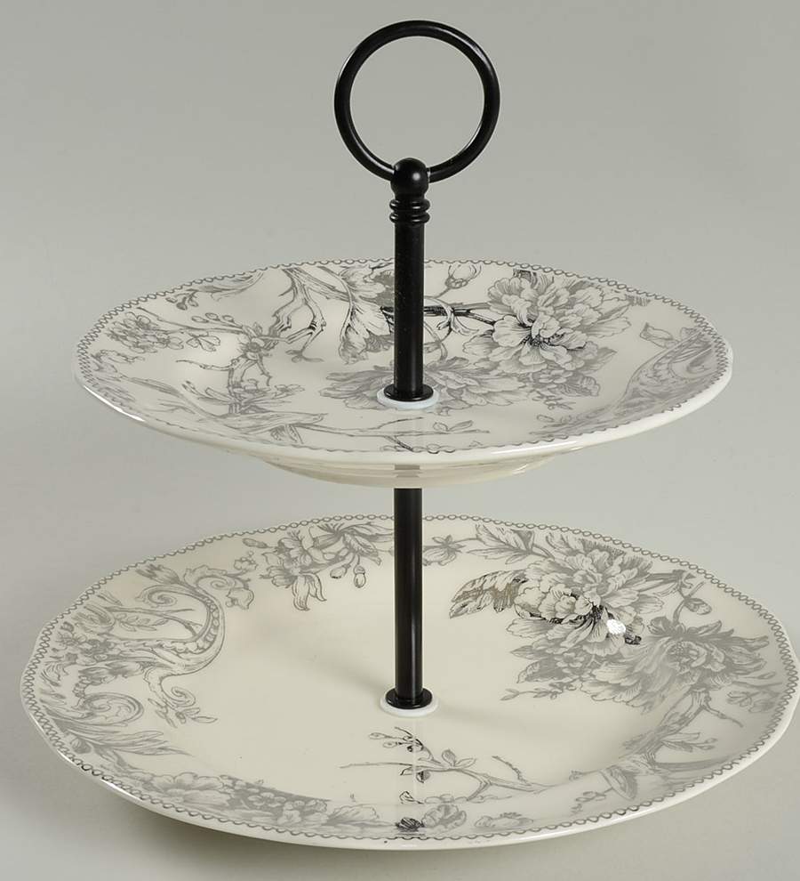 Adelaide Electroplate 2 Tiered Serving Tray (Dinner & Salad Plate) by 222 Fifth (PTS)-1