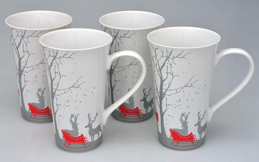 Red Sleigh Mug - Set of 4 by 222 Fifth (PTS)-1