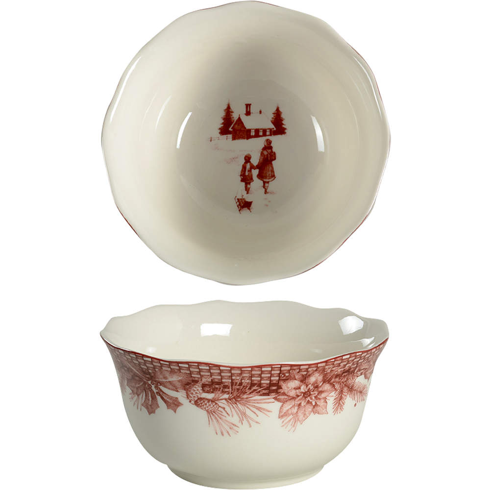 Poinsettia Toile Soup/Cereal Bowl by 222 Fifth (PTS)-1