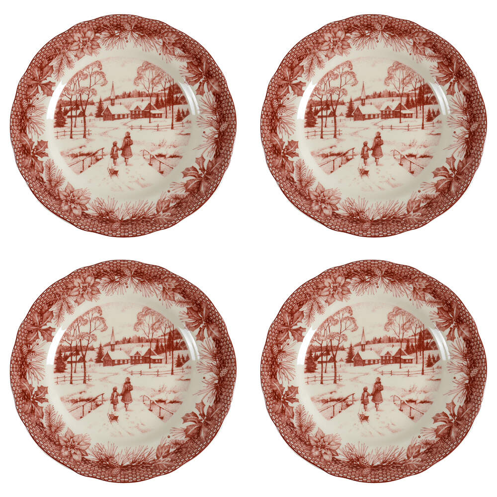 Poinsettia Toile Salad Plate - Set of 4 by 222 Fifth (PTS)-1