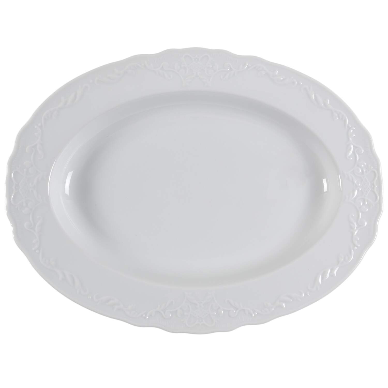 Simply Anna White (Portugal) 14" Oval Serving Platter by Anna Weatherley-1