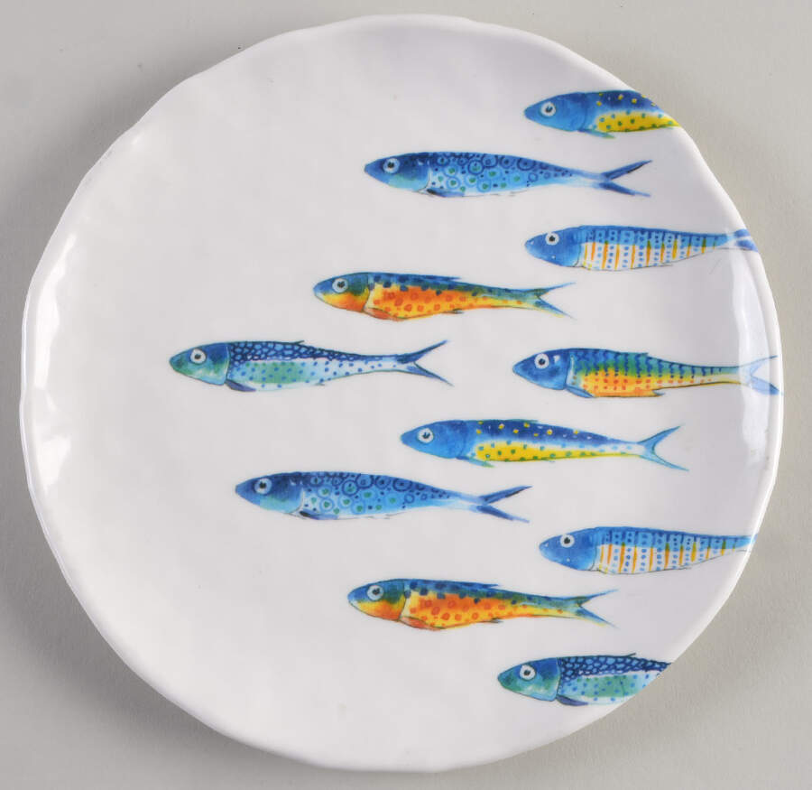 Fun Fish Blue Melamine Salad Plate by 222 Fifth (PTS)-1