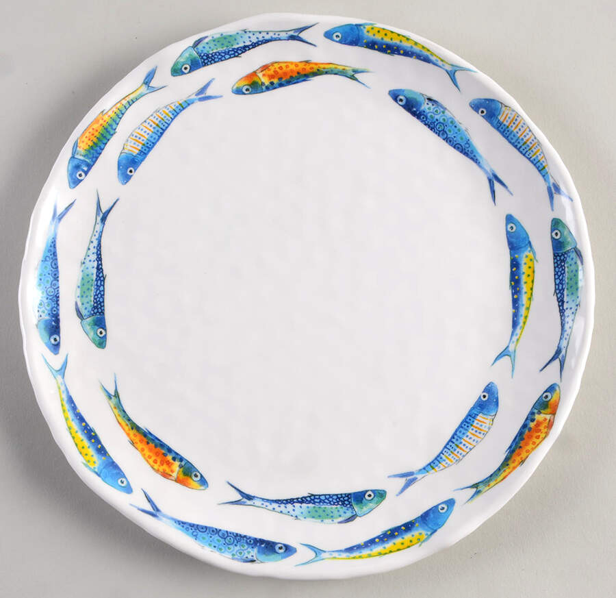 Fun Fish Blue Melamine Dinner Plate by 222 Fifth (PTS)-1