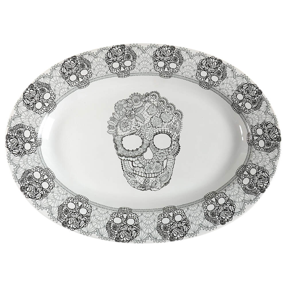 Skull Lace 14" Oval Serving Platter by 222 Fifth (PTS)-1