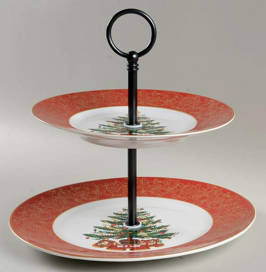 O' Tannenbaum 2 Tiered Serving Tray (Dinner & Salad Plate) by 222 Fifth (PTS)-1