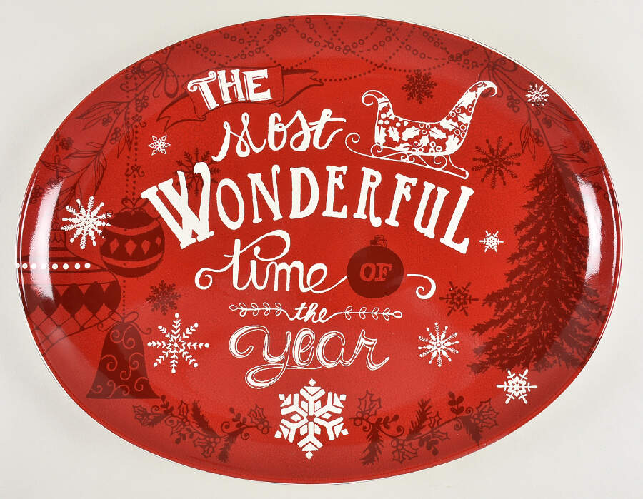 Christmas Tunes 18" Oval Serving Platter by 222 Fifth (PTS)-1