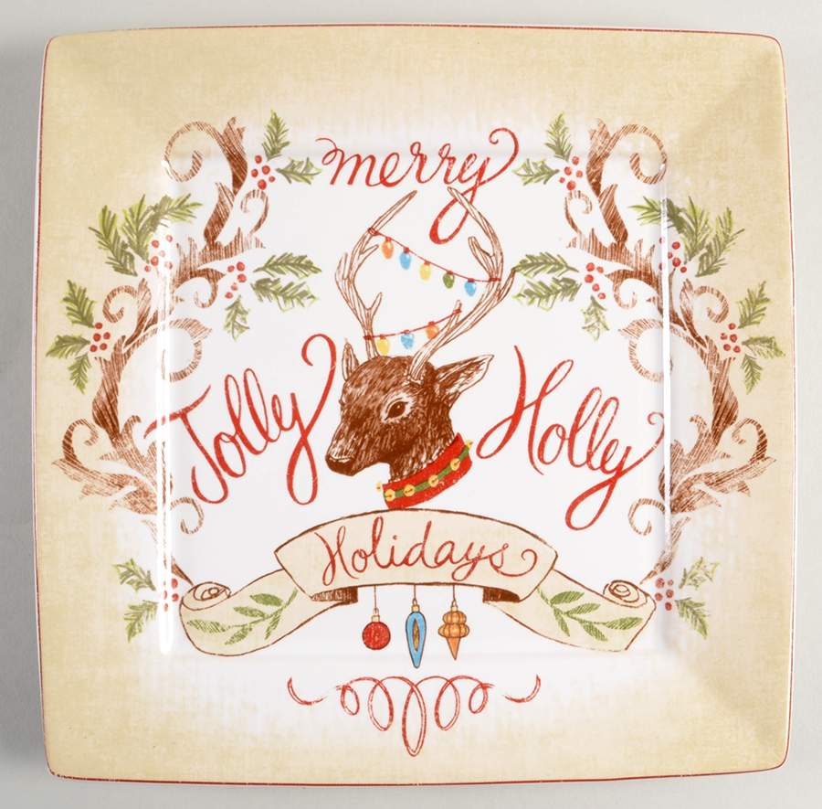 Jolly Holidays Square Dinner Plate by 222 Fifth (PTS)-1