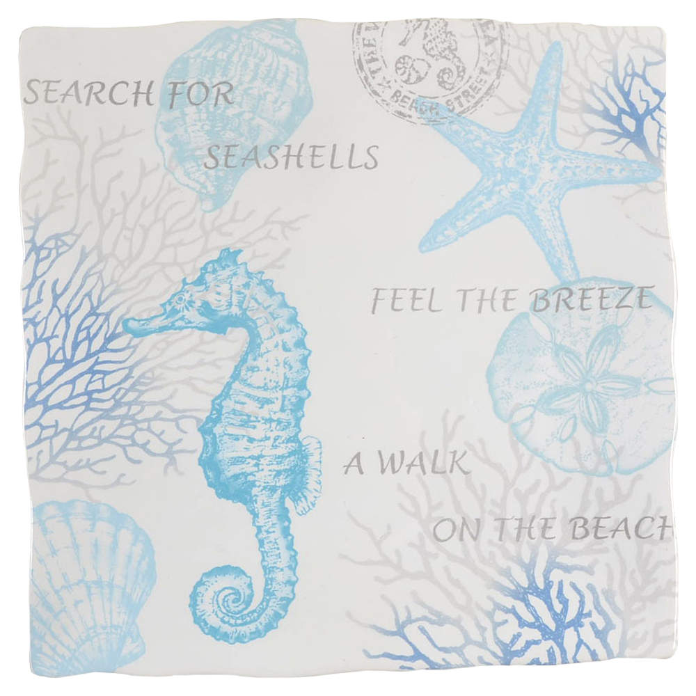 Coastal Breeze-Blue Square Dinner Plate by 222 Fifth (PTS)-1
