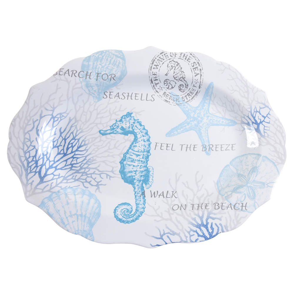 Coastal Breeze-Blue 14" Oval Serving Platter by 222 Fifth (PTS)-1