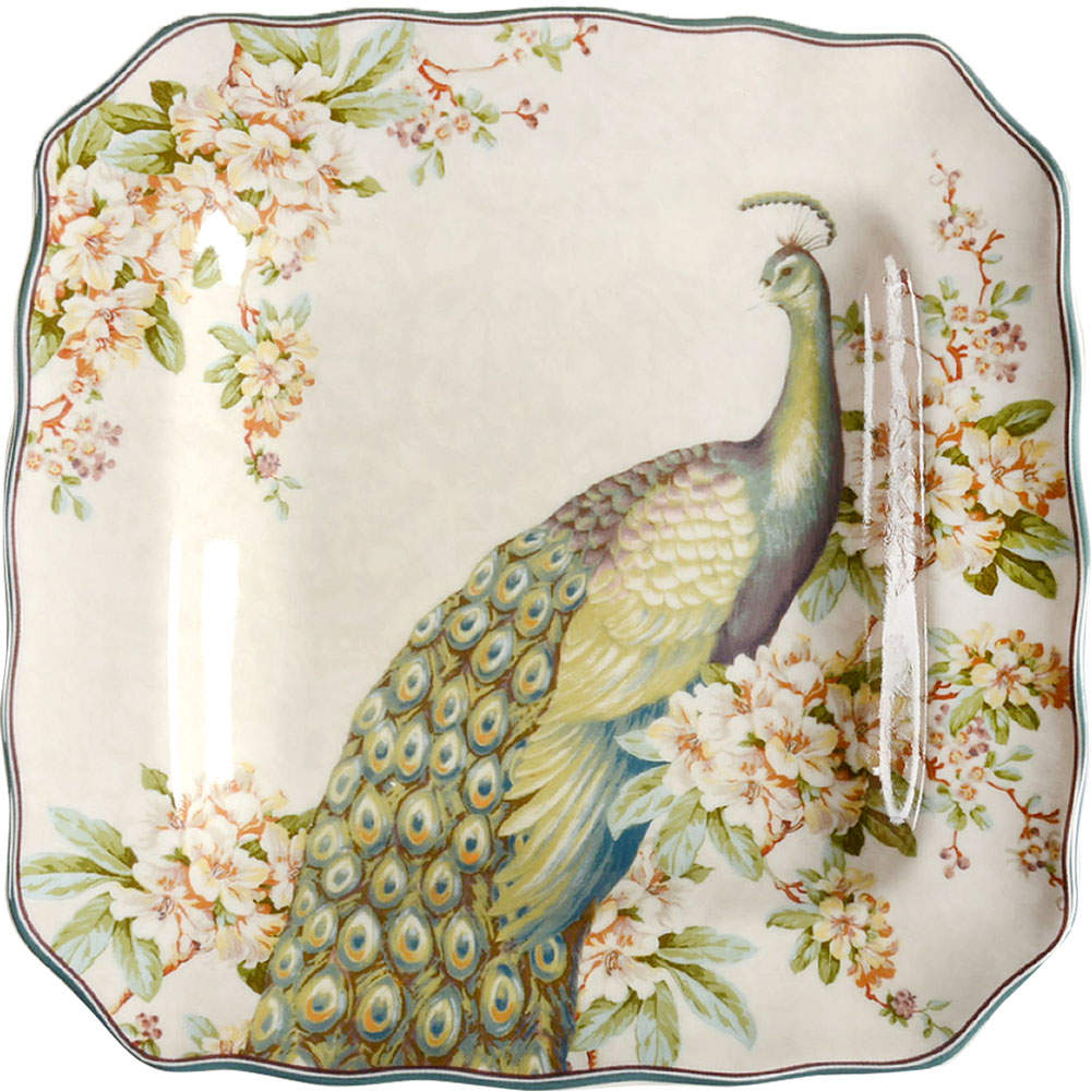 Empress Garden Teal Square Salad Plate by 222 Fifth (PTS)-1