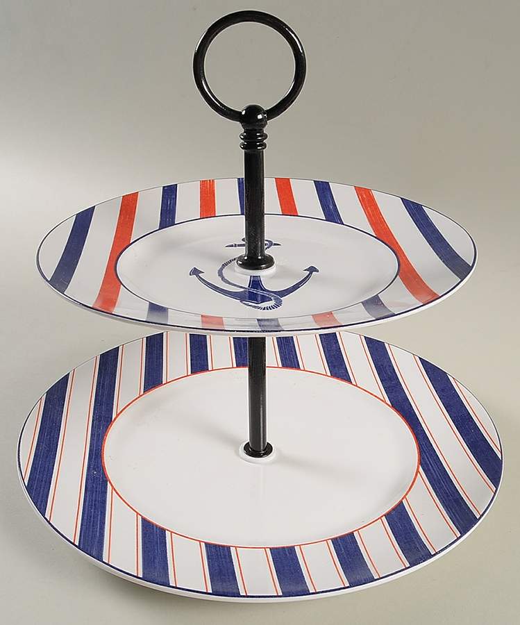 Anchor Here 2 Tiered Serving Tray (Dinner & Salad Plate) by 222 Fifth (PTS)-1