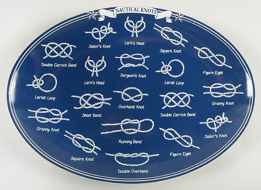 Nautical Knots 14" Oval Serving Platter by 222 Fifth (PTS)-1