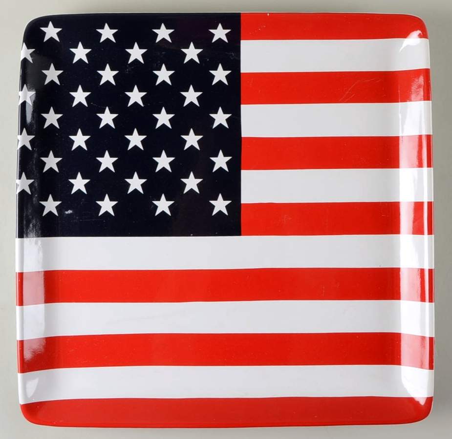 American Flag 14" Square Platter by 222 Fifth (PTS)-1
