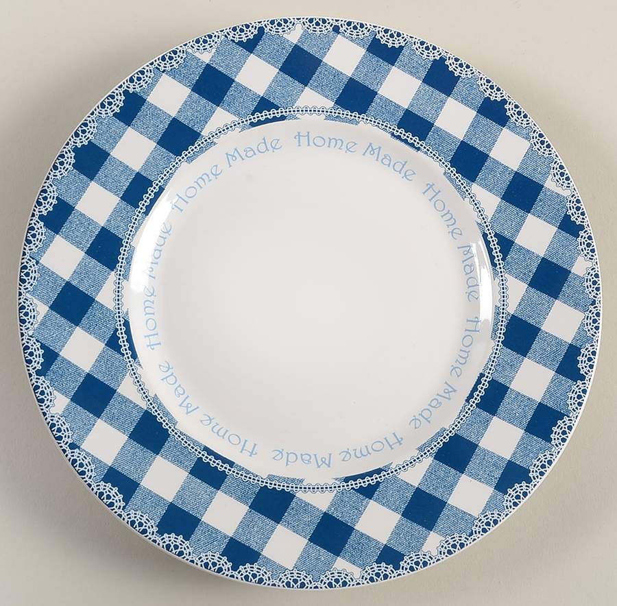 Floral Plaid Blue Salad Plate by 222 Fifth (PTS)-1