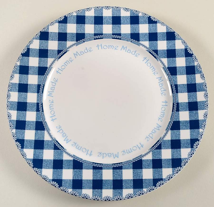 Floral Plaid Blue Dinner Plate by 222 Fifth (PTS)-1