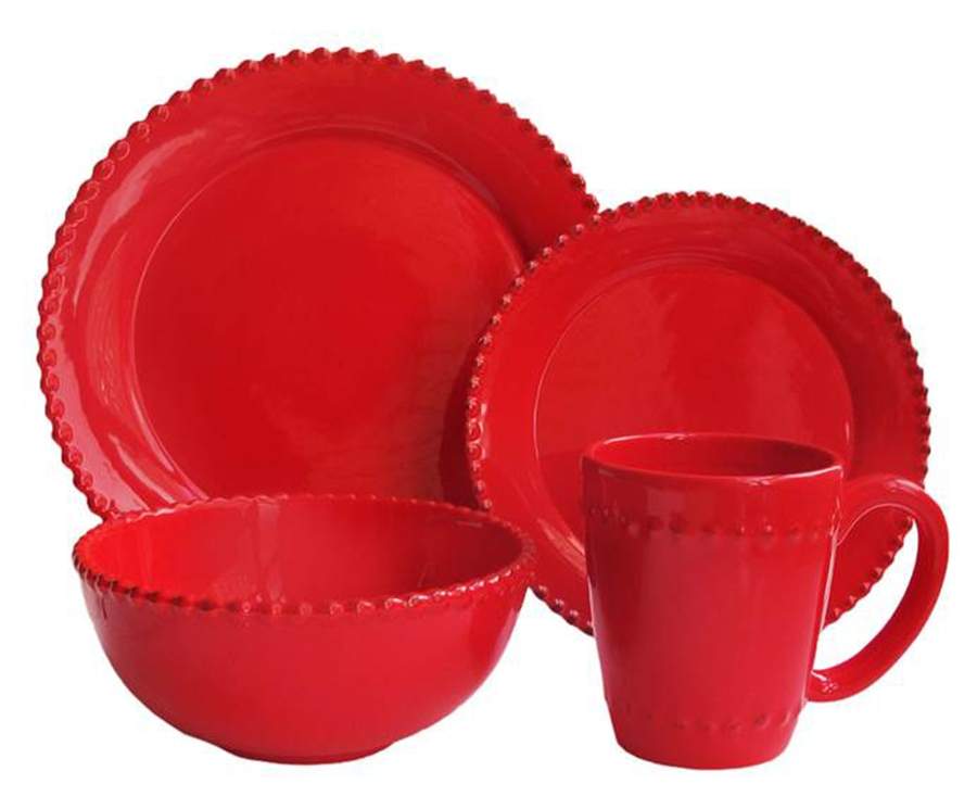 Bianca Bead Red Dinner Plate by American Atelier-1