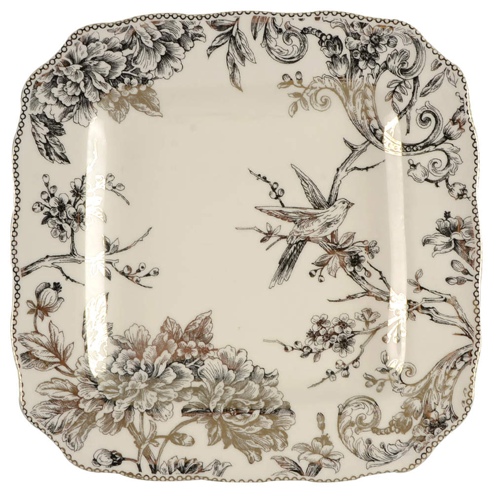 Adelaide Electroplate Gold (Shiny Gold Not Brown) Square Dinner Plate - Set of 4 by 222 Fifth (PTS)-1