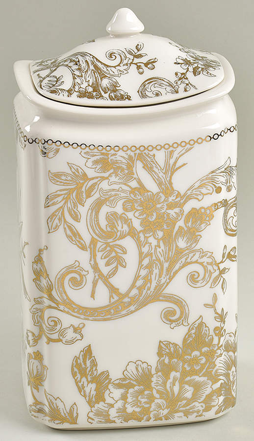 Adelaide Electroplate Gold (Shiny Gold Not Brown) Large Canister & Lid by 222 Fifth (PTS)-1