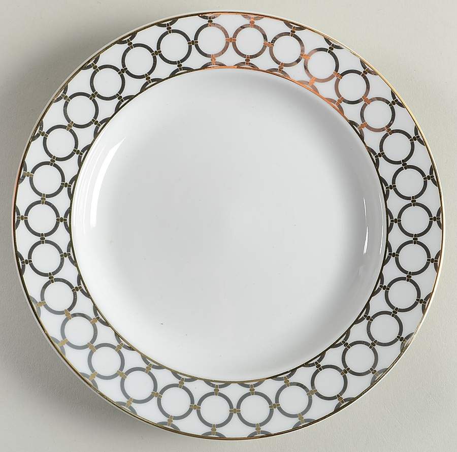Chain Link Gold and Platinum Salad Plate by 222 Fifth (PTS)-1