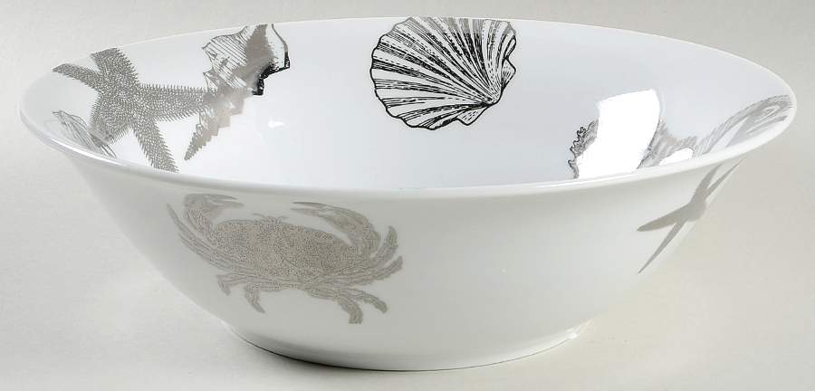 Coastal Life Electroplate Silver 10" Round Serving Bowl by 222 Fifth (PTS)-1