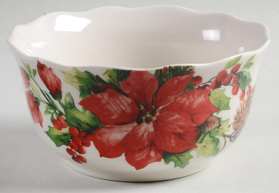 Winter Poinsettia Soup/Cereal Bowl by 222 Fifth (PTS)-1