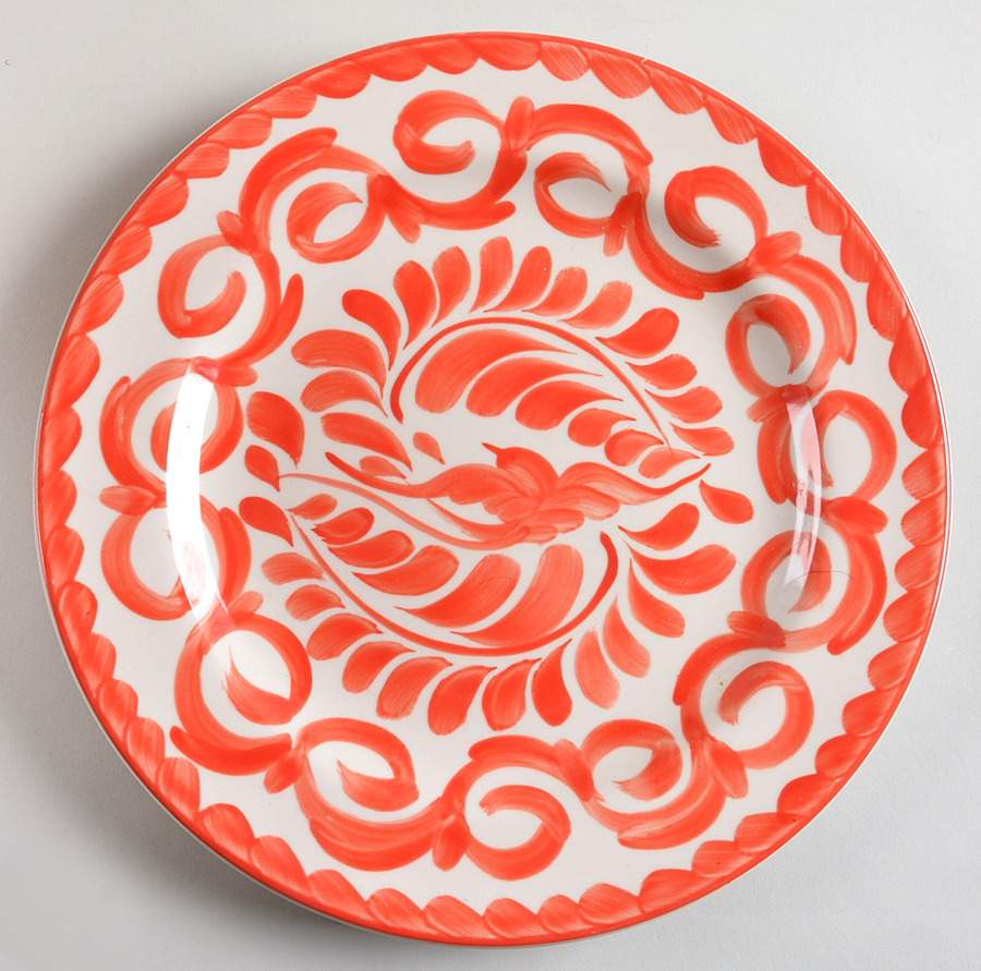 Puebla Coral Dinner Plate by Anfora (Mexico)-1