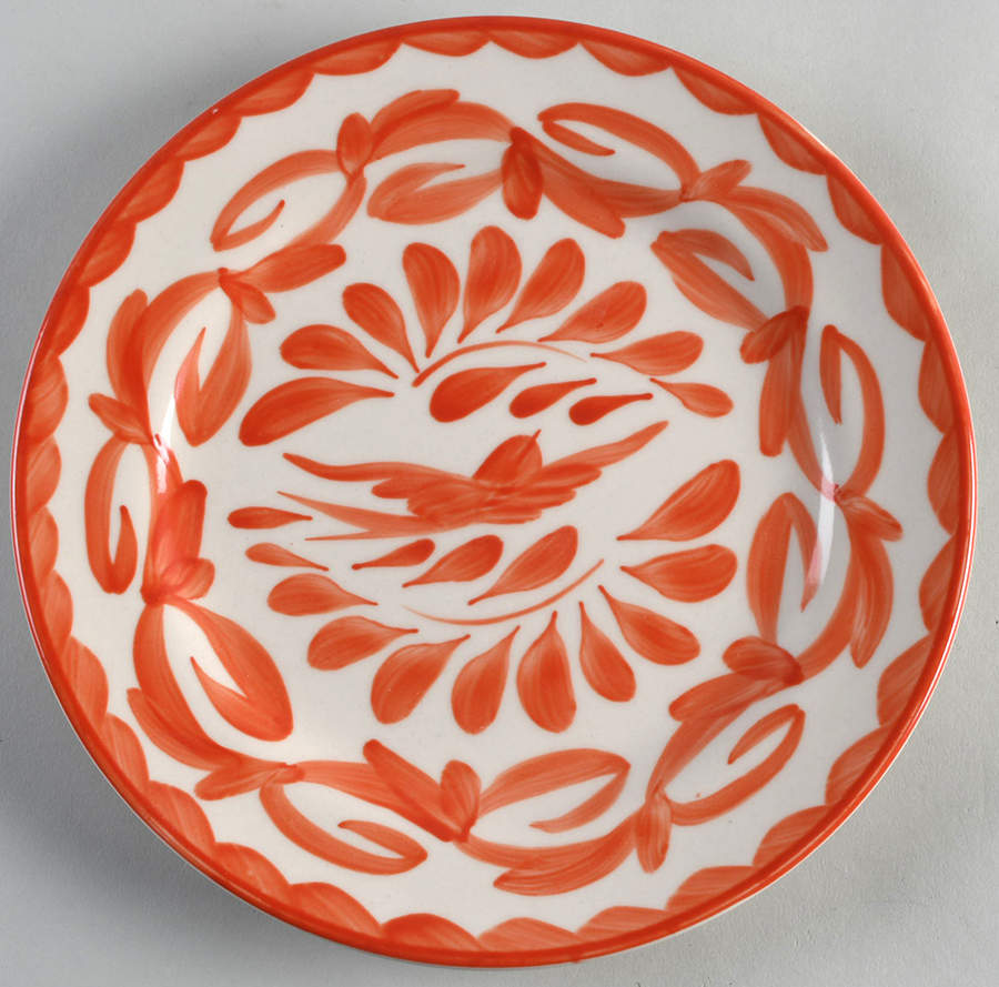 Puebla Coral Luncheon Plate by Anfora (Mexico)-1