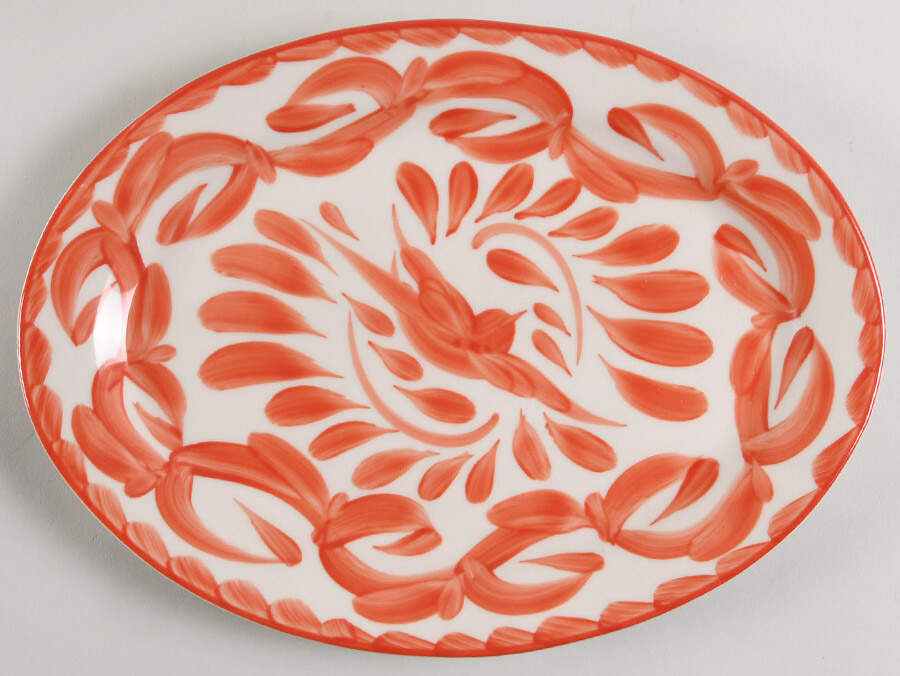Puebla Coral 12" Oval Serving Platter by Anfora (Mexico)-1