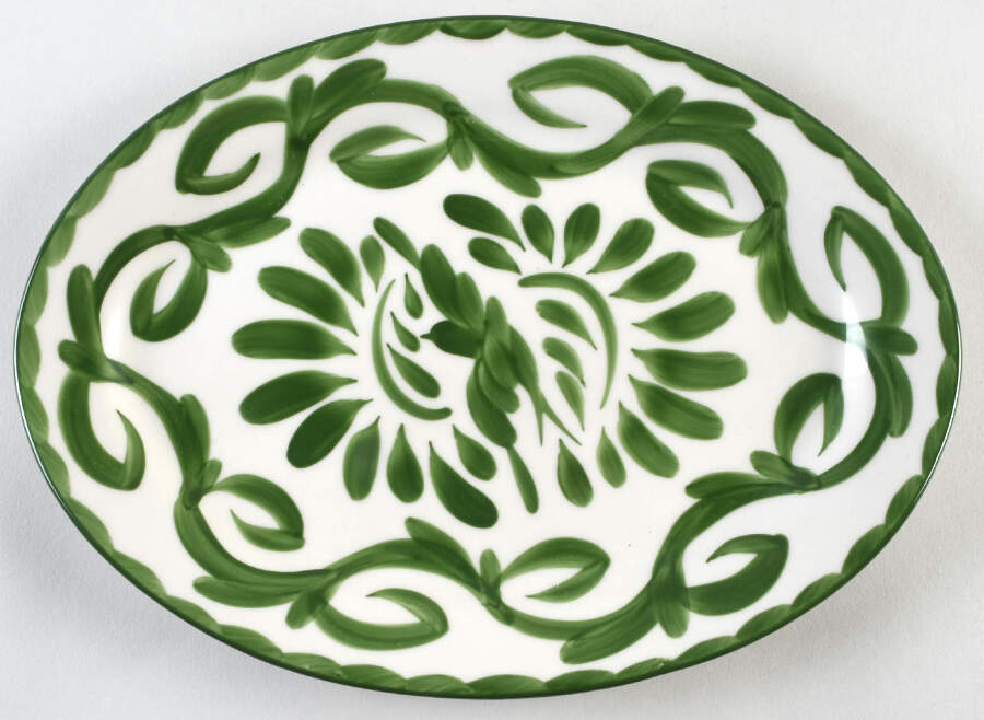 Puebla Palm Leaf 12" Oval Serving Platter by Anfora (Mexico)-1