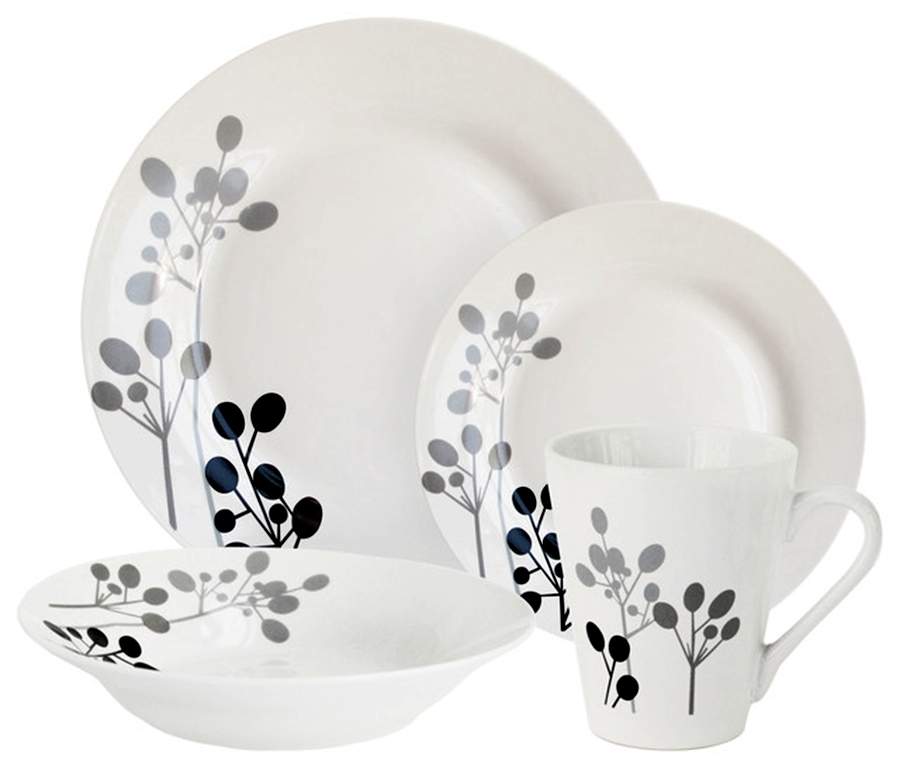 Black Floral Dinner Plate by American Atelier-1