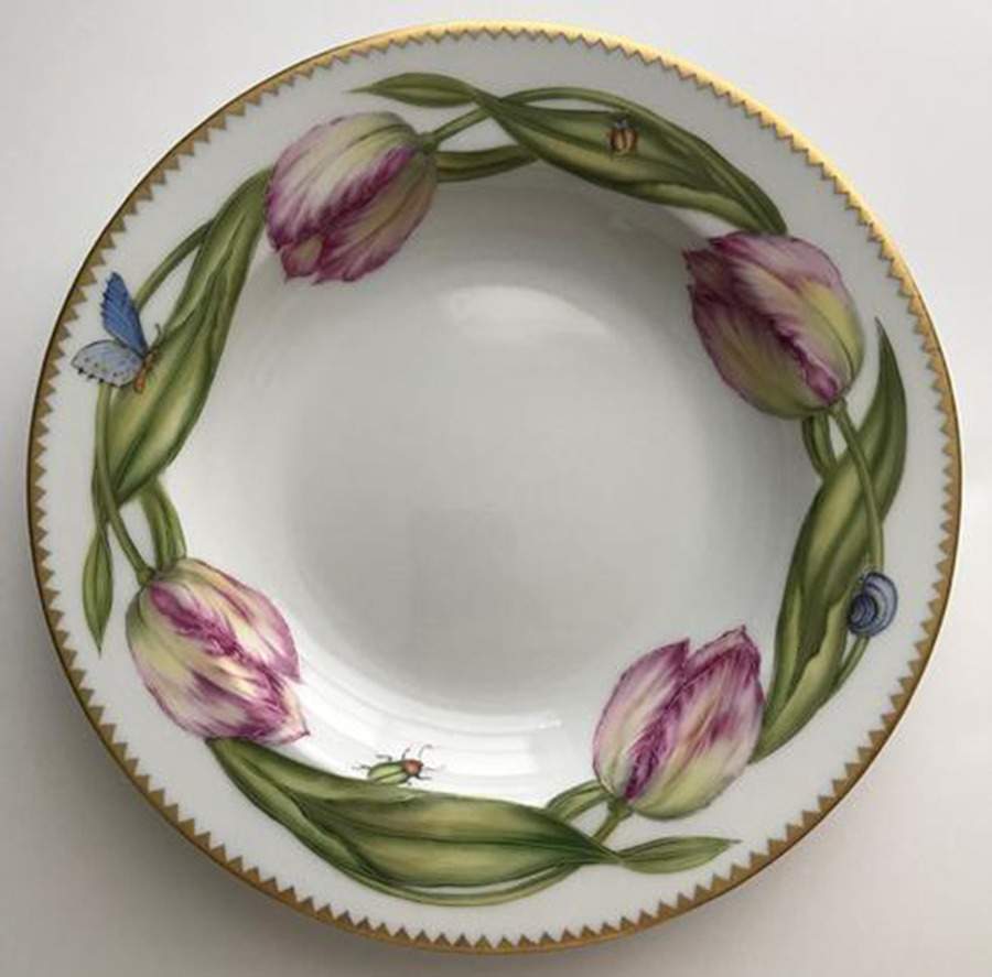 Pink Tulip Large Rim Soup Bowl by Anna Weatherley-1