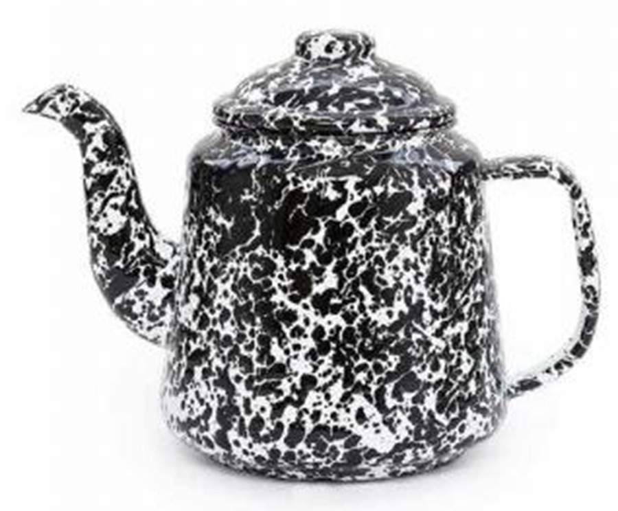 Splatterware Black Teapot & Lid by Crow Canyon Home-1