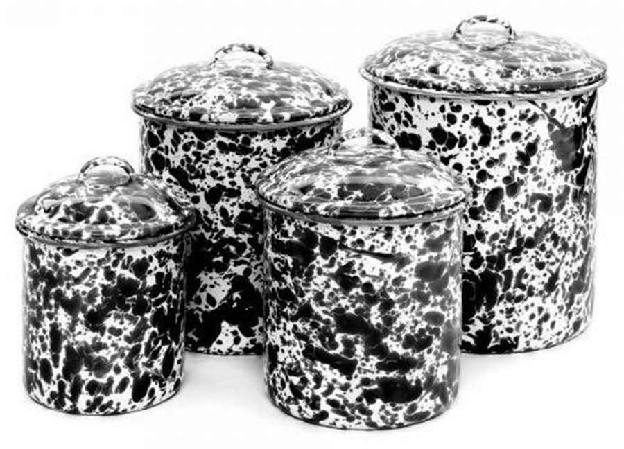 Splatterware Black (4 Piece) Canister Set (Box Set) by Crow Canyon Home-1