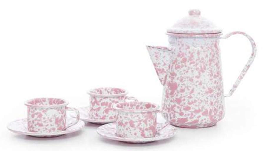 Splatterware Pink Child's Teapot & Lid by Crow Canyon Home-1