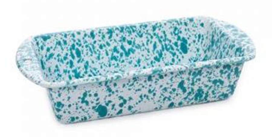 Splatterware Turquoise Loaf Pan by Crow Canyon Home-1