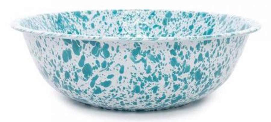 Splatterware Turquoise 14" Basin Bowl by Crow Canyon Home-1