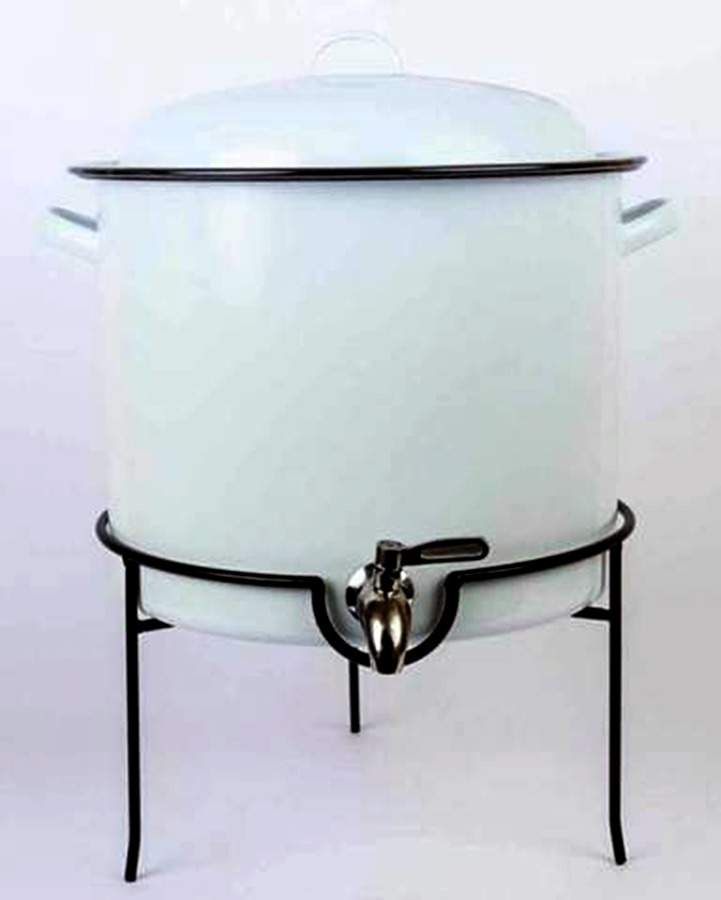 Vintage Solid Black Beverage Dispenser & Lid w/Metal Stand by Crow Canyon Home-1