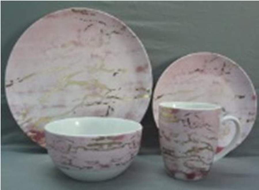 Marble Pink and Gold Dinner Plate by American Atelier-1